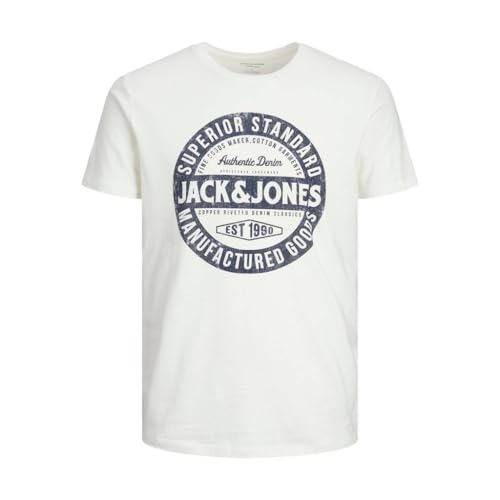 Jack & Jones Jjejeans tee SS O-Cuello Noos 23/24 Camiseta, Cloud Dancer, XL para Hombre