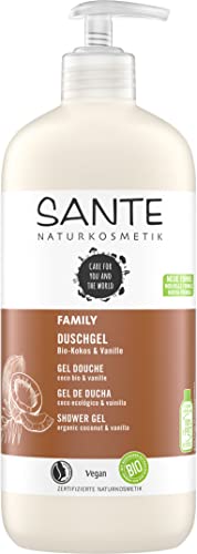 Sante Naturkosmetik - Gel de ducha orgánico de coco y vainilla, aroma tropical, limpia suavemente y a fondo, vegano, extractos orgánicos, 500 ml
