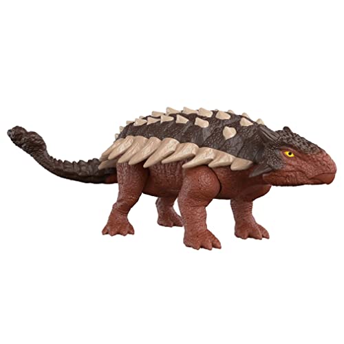 Jurassic World Ankylosaurus Ruge y Golpea, dinosaurio de juguete con movimientos y sonidos, regalo para niños +4 años (Mattel HDX36)