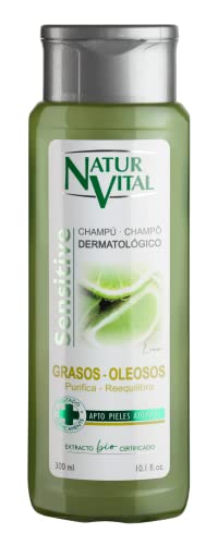 NaturVital Sensitive Champú Natural Cabellos Grasos Dermatológico |Sin Parabenos - 300 Ml