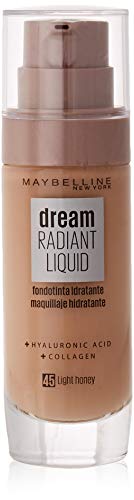 MAYBELLINE Dream Satin Liquid, Base de Maquillaje Líquida con Sérum Hidratante, Tono 045 Miel, 30 ml (Paquete de 1)