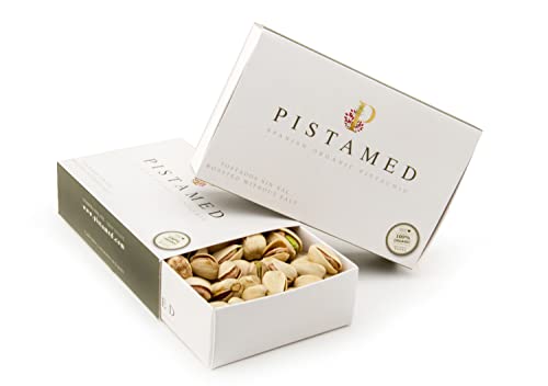 Pistachos ecológicos PISTAMED - 600 gramos. Tostado artesanal SIN SAL - Origen España (6 cajas de 100 gr.)