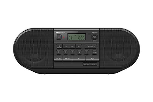 Panasonic RX-D550E-K Boombox (Radio FM, Reproductor CD, Altavoz Portátil, USB, Bluettoth, Funcionamiento con Batería y Cable) - Negro