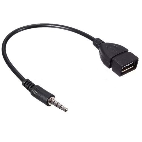 CABLEPELADO Cable Adaptador USB Hembra a Jack 3.5mm AUX Macho 0.20 M (Black)