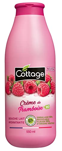 Cottage – Gel de ducha leche hidratante – Crema de frambuesa orgánica – 97% de ingredientes de origen natural – Botella 100% de origen vegetal. Fabricado en Francia – 550 ml