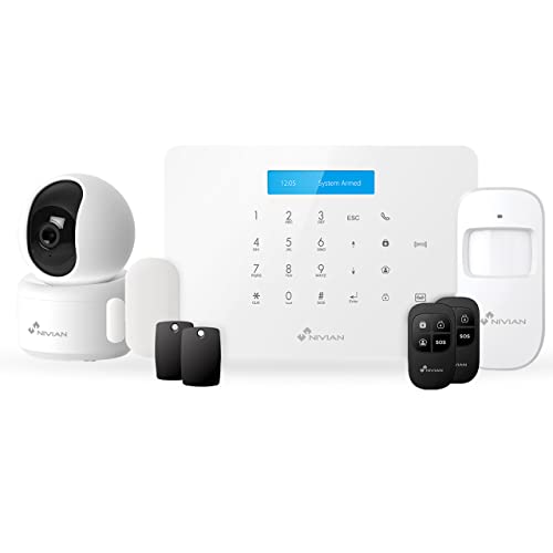 Nivian - Sistema de Alarma para Casa y Negocios Sin Cuotas Mensuales | Kit de Alarma WiFi/gsm | Control Remoto a través de App Tuya | Fácil Instalación Sin Cables | hasta 60 detectores