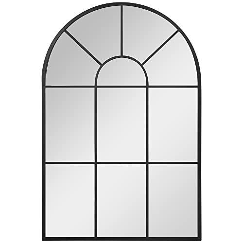HOMCOM Espejo Decorativo de Pared 60x91 cm Espejo de Ventana de Metal para Salón Dormitorio Entrada Estilo Moderno Negro