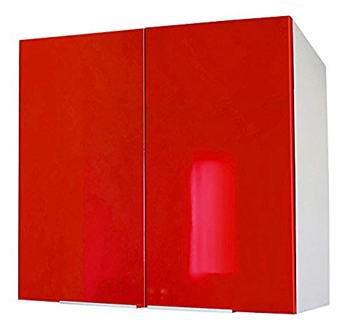 Berlioz Creations - Mueble Alto de Cocina con 2 Puertas, Otros, Rojo Brillante, 80 x 33