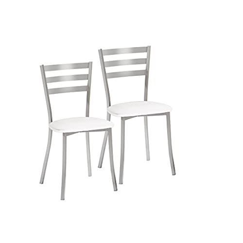 ASTIMESA SCRRBL Dos sillas de Cocina, Metal, Blanco, Altura de Asiento 45 cms