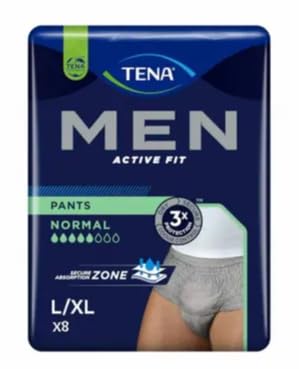 Tena Men Active Fit Pants Normal Bragas Absorbentes Hombre Talla L/XL, 8 Piezas