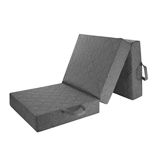 Pillows24 Colchón plegable gris 190 x 60 x 7, cama de invitados plegable de espuma, colchón plegable para adultos, también se puede utilizar como cuna de viaje o colchón de invitados, según Öko-Tex