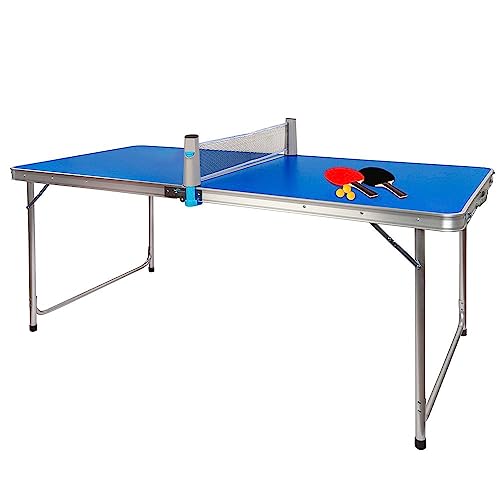 Mesa de Ping Pong Plegable – Exterior e Interior – 120x60x70 – Incluye Raquetas y Pelotas