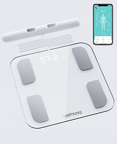 Báscula Inteligente de Baño con 8 Electrodos, Báscula de Precisión Bioimpedancia, Básculas Digitales Baño, 18 Mediciones Esenciales, para Andriod y iOS