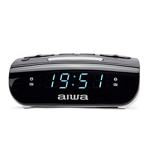 Aiwa CR-15: Radio Reloj Despertador, Pequeño, con función Snooze & Sleep, Despertador por Radio o Alarma