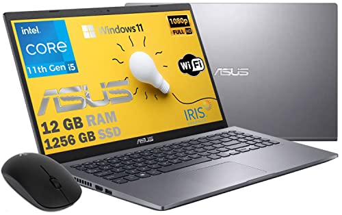 ASUS Ordenador portátil Vivobook Slim modelo 2023, SSDHD 1256GB, CPU Intel i5 de 11th GEN. 4 Core, 12Gb DDR4, pantalla 15,6 Full HD, wi-fi, Intel, Win 11 Pro, Libre Office, Ratón de regalo