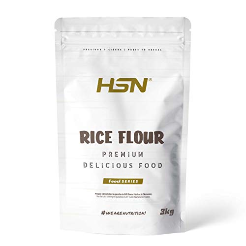 Harina de Arroz de HSN | Rice Flour | Energía Saludable 100% Natural | Formato de Finísima Textura en Polvo | Vegana, Sin Gluten, Sin Lactosa, Sin Soja, Sin Sabor, 3 Kg