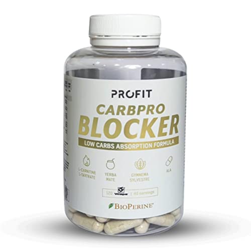 PROFIT - CarbPRO Blocker - Bloqueador de carbohidratos con cromo, ALA, L-carnitina, chitosan y otros extractos vegetales. Para un correcto control de la glucemia - 120 cápsulas = 30 serv.