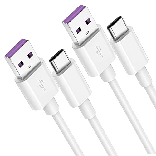 GlobaLink Cable USB Tipo C 5A,2 PACK 2M USB C Cable Carga Rapida Super Charge para Huawei P40/P40 Pro/P30/P30 Lite Mate 30/30 Pro/Mate 20/20 Pro/10/P20/P20 Pro/P20 Lite/P10/P10 Plus/P9/P9 + (Blanco)