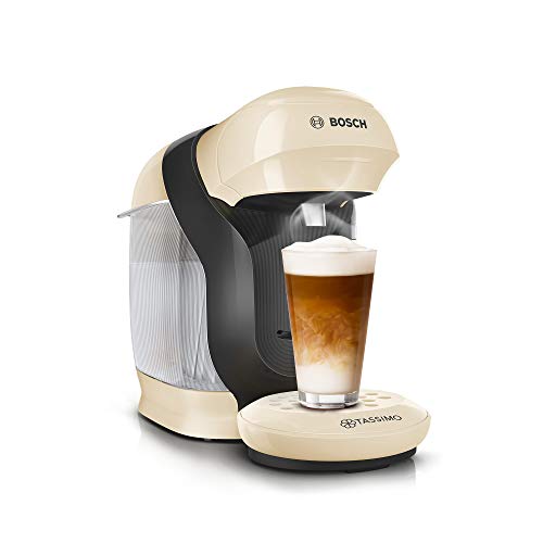 Bosch Tassimo Style TAS1107 Cafetera de cápsulas, más de 70 bebidas, totalmente automática, apta para todas las tazas, ahorra espacio, 1400 W, color crema