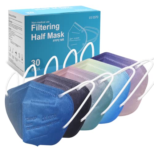 Tayogo mascarillas ffp2 colores homologadas 20/30/50PCS desechables 5 capas eficiencia del filtro ≥95%, Máscaras con Certificada CE para adultos (30colores-1)
