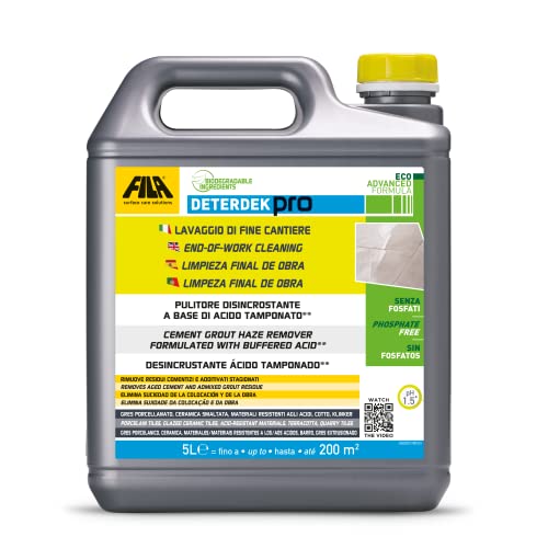 FILA Surface Care Solutions DETERDEK 5L - Concentrated Acidic Cleaner for Porcelain and Ceramic Tiles