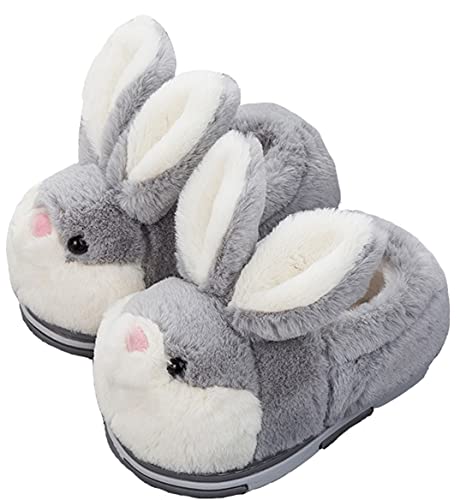 YILANLAN Zapatillas conejo animal lindo femenino zapatillas de felpa interesantes y cómodas zapatillas de casa cálidas de invierno de felpa suave (39/40, Grey shoes, numeric_39)