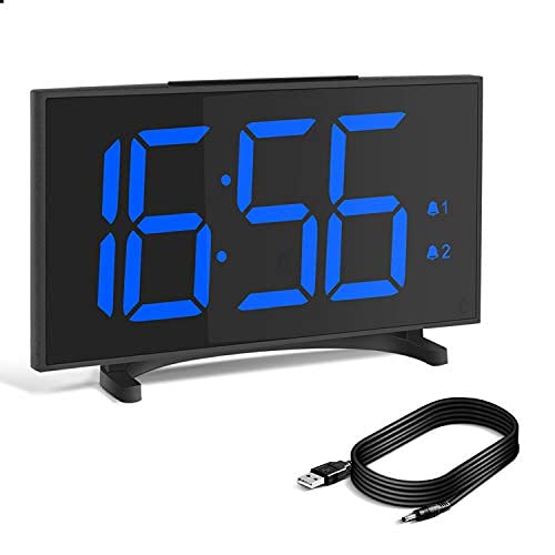 YISSVIC Despertadores Digitales, Reloj Despertador Digital, Pantalla LED de 6,5'', 6 Niveles de Brillos Ajustables, Snooze, 12/24H, Incluye Cable USB
