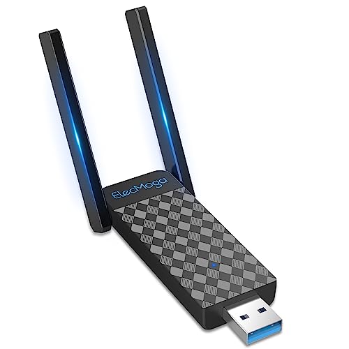 ElecMoga Antena WiFi AC 1300Mbps USB 3.0 Dual Band 5GHz/2.4GHz Adaptador WiFi USB para PC/Desktop/Laptop/Tablet USB WiFi con 2 Antenas de 5dBi Soporta Windows 11/10/8/7/Vista/XP Mac OS X