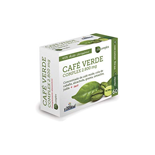 Nature Essential | Café Verde 2800 mg | 60 Cápsulas | Extracto Seco | 45% Ácido Clorogénico | Ideal en Dietas de Adelgazamiento | Ayuda a Aumentar el Efecto Saciante