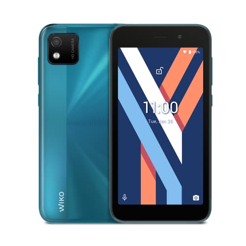 Wiko Y52 - Smartphone 4G de 5” (2020mAh de batería, Dual SIM, 16GB ROM Ampliable por Micro SD, Quad Core, cámara 5MP, Android 11 Go Edition) Turquesa