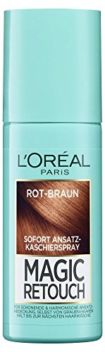 L'Oréal Paris Magic Retouch Espray de ocultación de raíces para transiciones graduales y naturales, oculta las raíces hasta el siguiente lavado, castaño rojizo, 1 x 75 ml