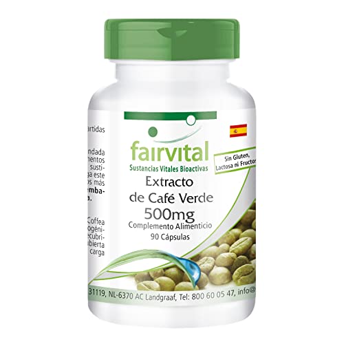 Fairvital | Extracto de Café Verde 500mg - VEGANO - Dosis elevada - 45% de Ácido clorogénico - 90 Cápsulas - Calidad Alemana