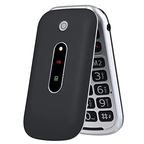 TOKVIA T201 Teléfono Móvil con tapa de botones grandes libre para mayores con botón SOS, gran pantalla de 2,4 pulgadas