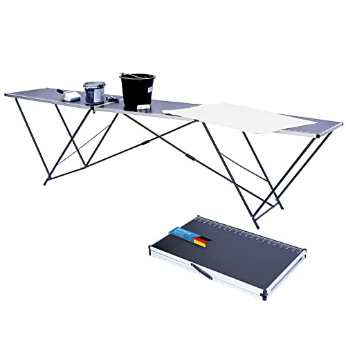 Mesa multifuncional plegable, mesa multiusos, mesa plegable, mesa de mercado, mesa de papel tapiz ajustable en altura, mesa para mercados de festivales (Mesa de empapelado profesional 3 metros)