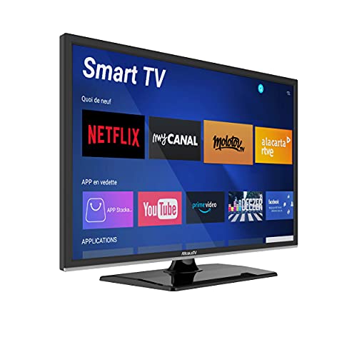 MobileTV Silverline - Smart TV de 19 pulgadas, Android conectado, camping, coche, camión, furgoneta, Internet, Wi-Fi, DVD, 12/24 V, color plateado