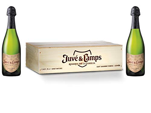 Juvé & Camps | Cava Reserva de la Familia Gran Reserva Brut Nature | Caja de madera 2 botellas de 75 cl | Macabeu, Xarel·lo, Parellada