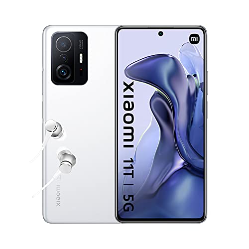 Xiaomi 11T 5G - Smartphone 8+128 GB, 6,67' AMOLED flat DotDisplay de 120 Hz, MediaTek Dimensity 1200-Ultra, cámara PRO de 108 MP, 5000 mAh, Blanco Luz de Luna (Versión ES)