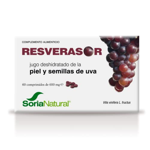 Soria Natural Resverasor Premium - Resveratrol Pastillas - Piel y Semillas de Uvas Negras - Potente Antoxidante, Protector Cardiovascular, Antiarrugas y Antienvejecimiento - 60 Comprimidos