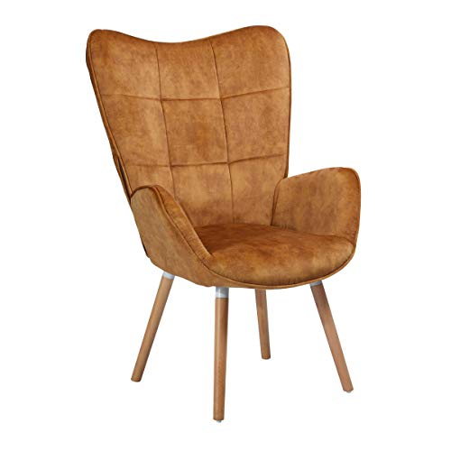 MEUBLE COSY Sillones de salón Butaca nórdica sillón acolchado con Reposabrazos y patas de madera