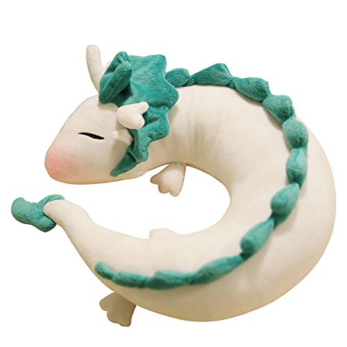 Anime Linda Almohada de Cuello de dragón Blanco Almohada de Viaje en Forma de u muñeca de Peluche de Juguete Almohada de Cuello de dragón Blanco, muñeca de Peluche de dragón de Felpa Suave