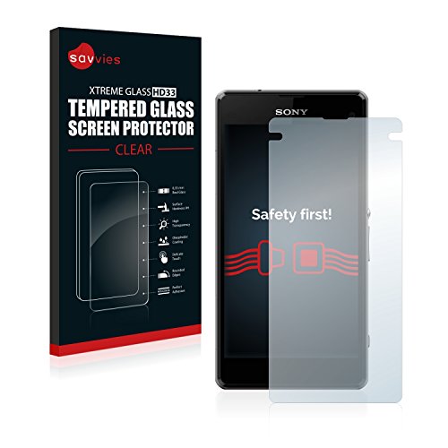 savvies Protector Cristal Templado compatible con Sony Xperia Z1 Compact / Z1 Mini Protector Pantalla Vidrio, Protección 9H, Pelicula Anti-Huellas