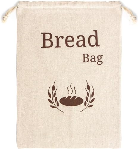 New Living - 100% algodón de lino orgánico | Bolsa de pan extra grande | 1 bolsa de pan reutilizable | Bolsa de almacenamiento de alimentos | 44 x 35 cm | Bolsa ecológica para pan