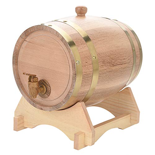 Barril de roble, barril de roble de 1.5/3/5/10 litros Barril de vino de madera de roble de roble de madera vintage para cerveza Whiskey Ron Puerto (5L)