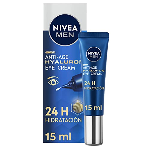 NIVEA MEN Hyaluron Contorno de Ojos Antiedad con Ácido Hialurónico (1 x 15 ml), crema antiarrugas que reafirma la piel, crema de hombre para una piel de aspecto más joven
