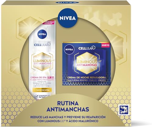 NIVEA Cellular LUMINOUS 630 Pack Antimanchas Antiedad Tratamiento Avanzado, set con crema de día FP50 (1 x 40 ml) y crema de noche (1 x 50 ml) para una piel uniforme y luminosa