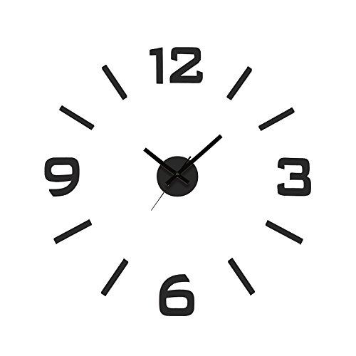 Versa Klistermärke Reloj de Pared Silencioso Decorativo para la Cocina, el Salón, el Comedor o la Habitación, Estilo Moderno, Medidas (Al x L x An) 60 x 3 x 60 cm, Polipropileno, Color Negro