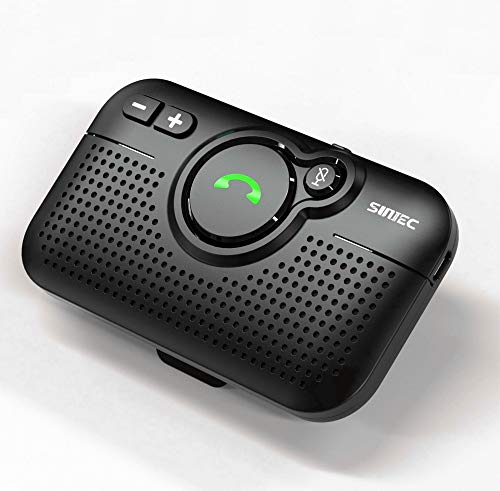 SUNITEC Manos Libres Coche Bluetooth 5.0 con Siri, Google Asistente,Indicaciones de Voz,Conexión de 2 Teléfonos Simultáneamente,3W Altavoz Inalámbrico con Clip de Visera-BC980P, alimentado por batería