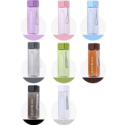 pack de 3 Botellas Reutilizables para Agua de plástico con tapa de rosca, capacidad de 450 ml de colores variados