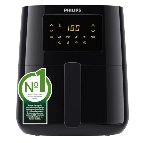 Philips Airfryer Serie 3000 L, 4.1L (0.8Kg), Freidora De Aire con función 13 en 1, 90% Menos de grasa, Tecnología Rapid Air, Pantalla Digital con 7 preajustes, NutriU App con Recetas (HD9252/90)