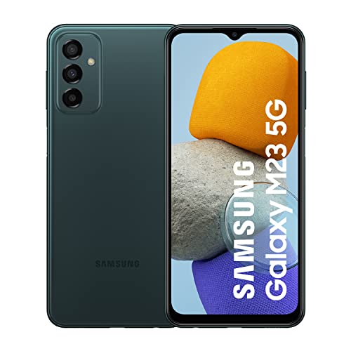 Samsung Galaxy M23 5G, smartphone Android sin contrato, pantalla TFT Infinity-V de 6,6 pulgadas, batería de 5,000 mAh, 4 GB de RAM, memoria de 128 GB, doble SIM, verde oscuro